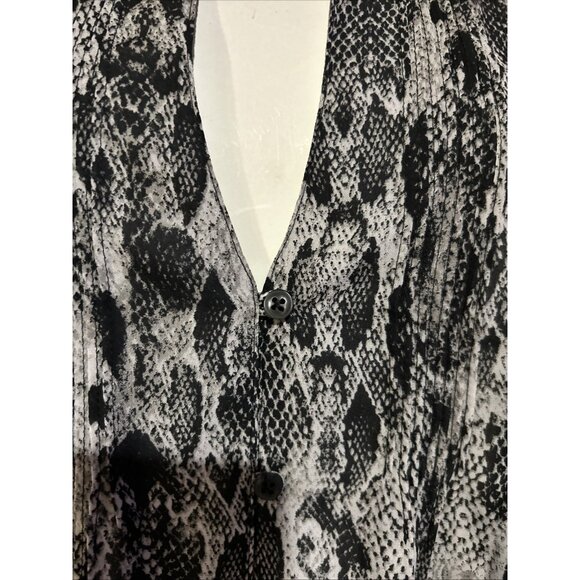 New Jones New York Shirt Womens 1X Gray Snake Long Sleeve Blouse Lightweight NWT - Picture 7 of 14